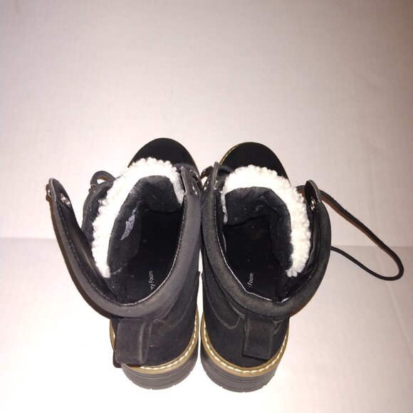 Time And Tru Suede Hiking Winter Black Lace Up Boots 7 - Picture 2 of 7